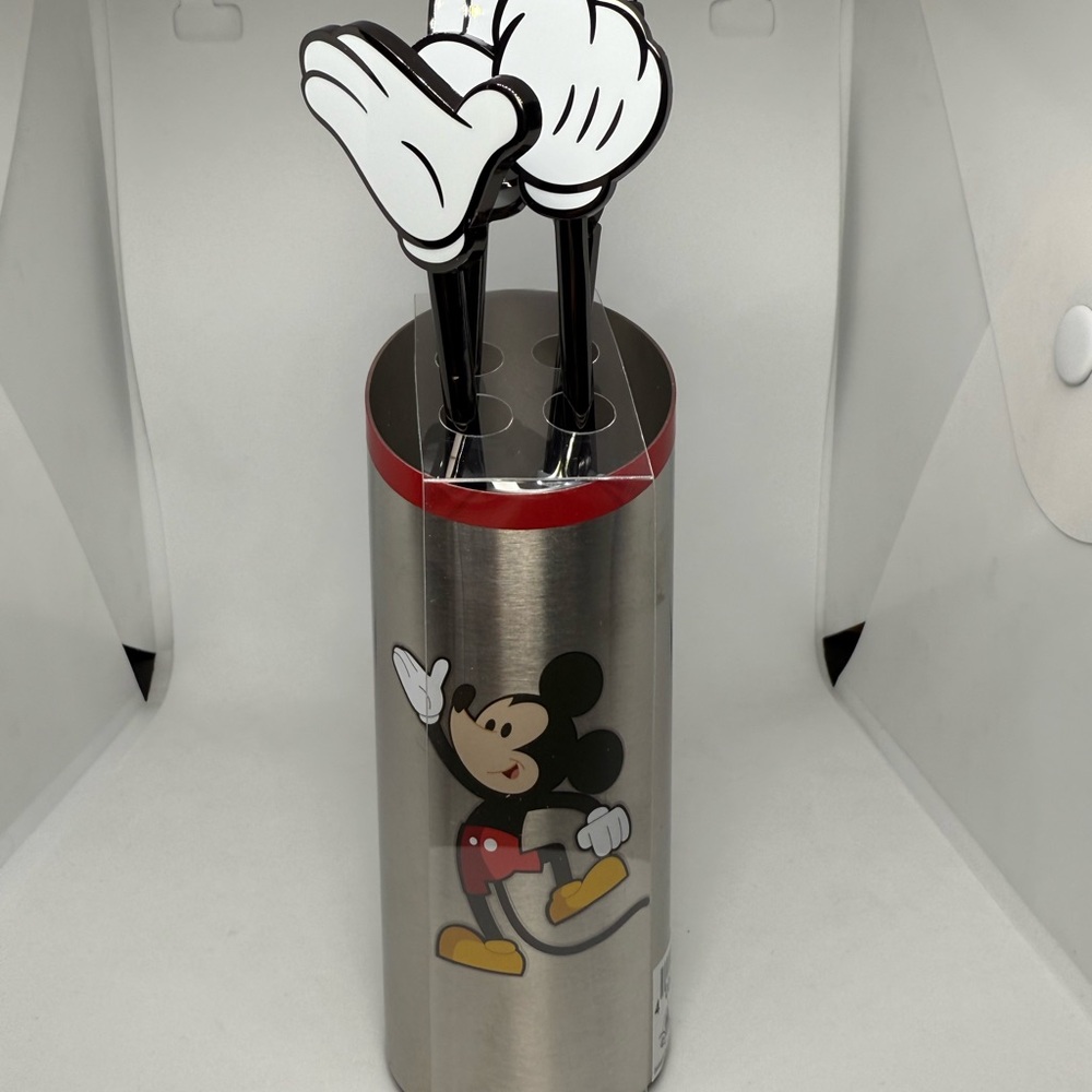 Disney Parks Mickey Mouse Stirring Stirrer Sticks Holder Glove Stainless Steel
